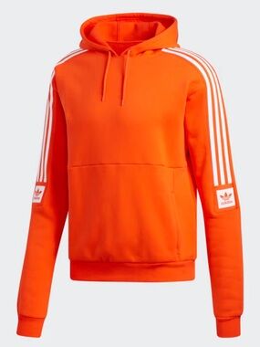 adidas Orange Pullover Hoodie with White Three-Stripes